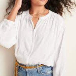 ON Oversized Textured Clip-Dot Button-Down Blouse